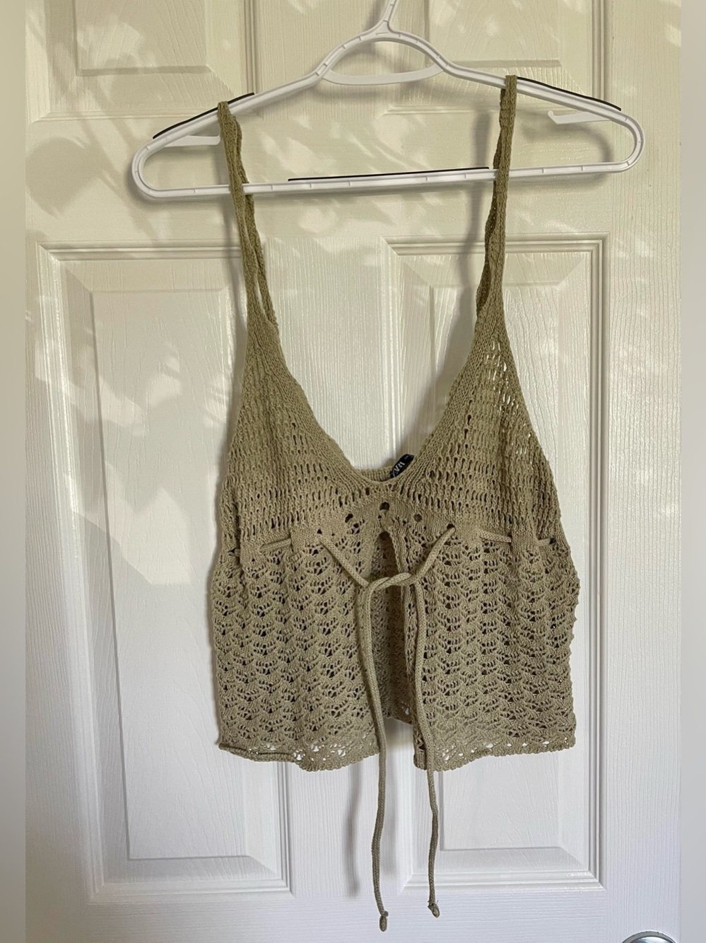 ZARA Crochet Tie-Front Camisole - Olive Green